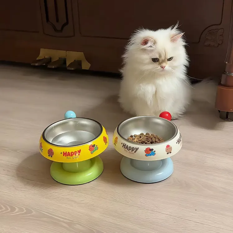 猫碗狗碗食盆宠物小猫咪不锈钢饭碗喝水碗猫粮增高防打翻水碗碗盆