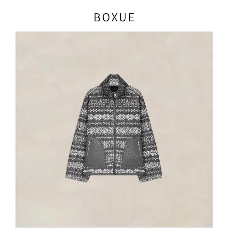 BOXUE“海岛”2025秋冬高级感费尔岛风颗粒绒轻奢 外套#251115W6670