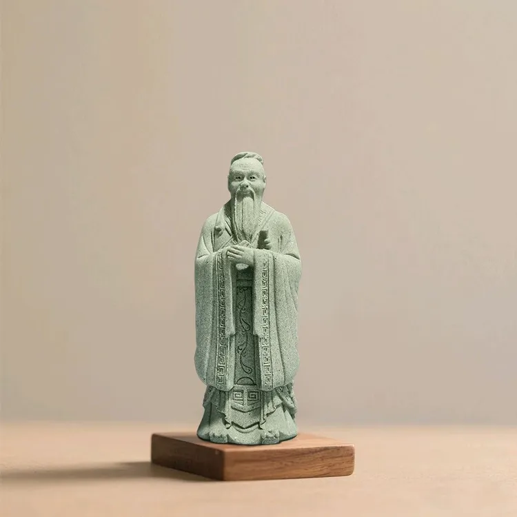 创意复古孔子石雕像摆件新中式孔子雕塑教师礼品孔子像家居工艺品