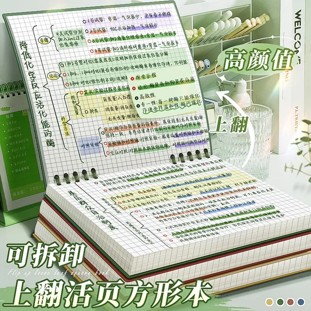 2025年新款高颜值笔记本复古方形本活页笔记本子上翻活页本可拆卸