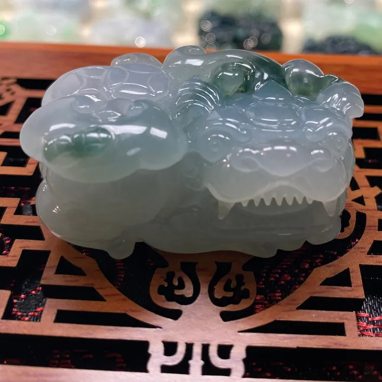 天然A货冰透水润飘花霸王貔貅男女款挂件吊坠