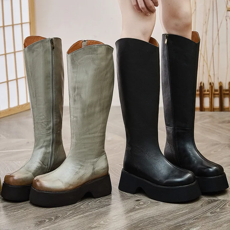 马丁短靴显脚小骑士靴新爆款春秋单靴网红复古高级感及膝长筒靴子