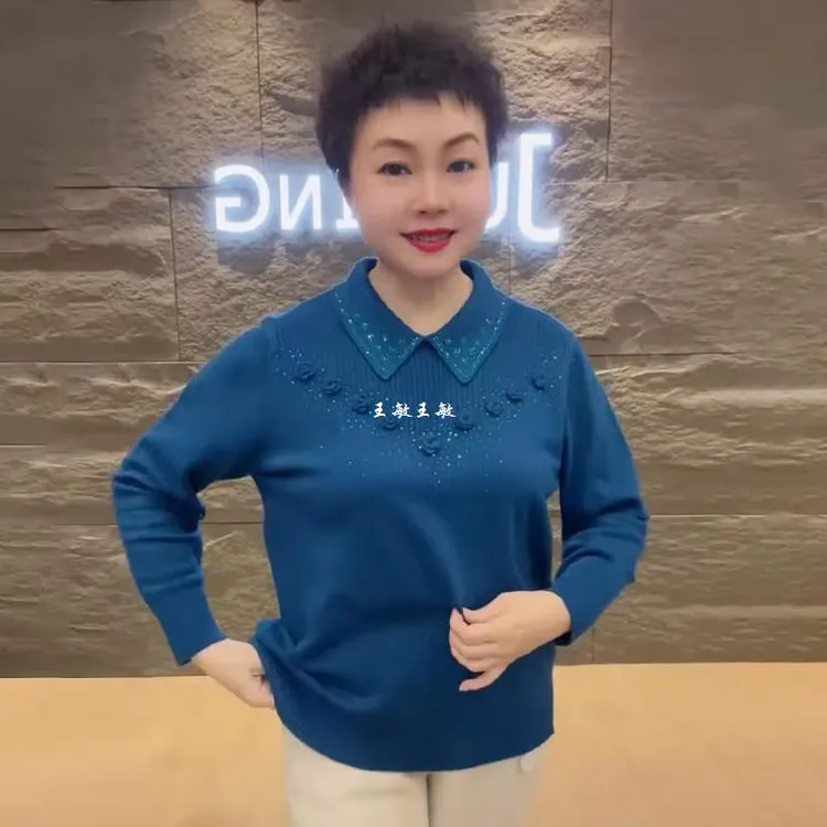 百搭显瘦休闲大码套头上衣毛衣小衫遮肉宽松秋冬2026针织翻领减龄