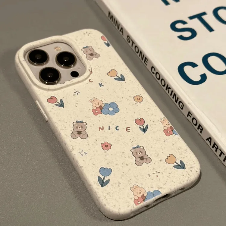 小熊花朵适用iPhone16PROMAX手机壳苹果15Plus新款14/13/12通用款
