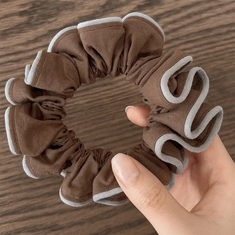 咖色蓝边甜美风发饰原创设计女发绳发圈高弹皮筋日韩秋冬可爱