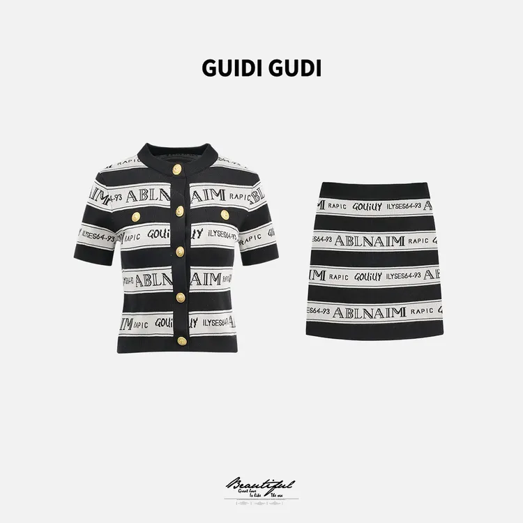 GUIDI GUDI【南法】黄加蓝两件套外套+半裙套装