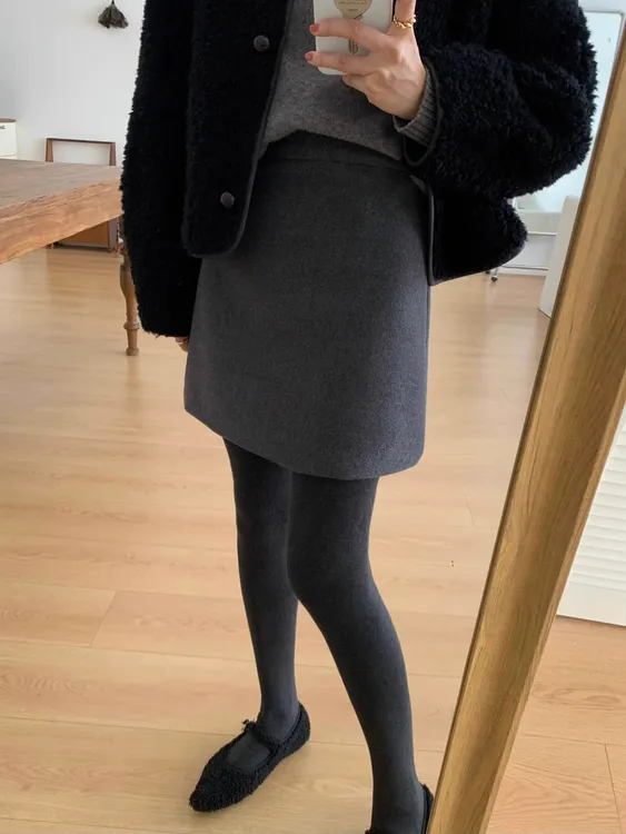 毛呢半身裙大码松紧高腰显瘦A字半裙百搭秋冬胖MM学生百搭短裙子