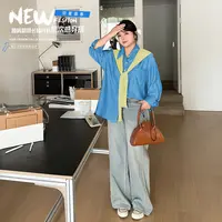 【涵胖胖】清*披肩外穿翻领长袖衬衫-8822