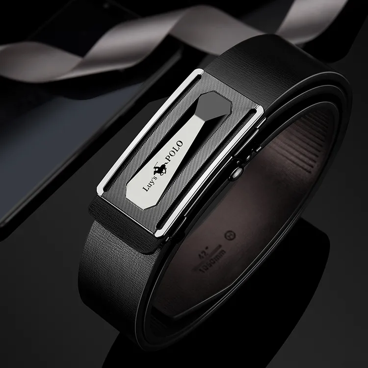 保罗正品2025新款皮带男自动扣无牙腰带青年百搭商务休闲男士裤带