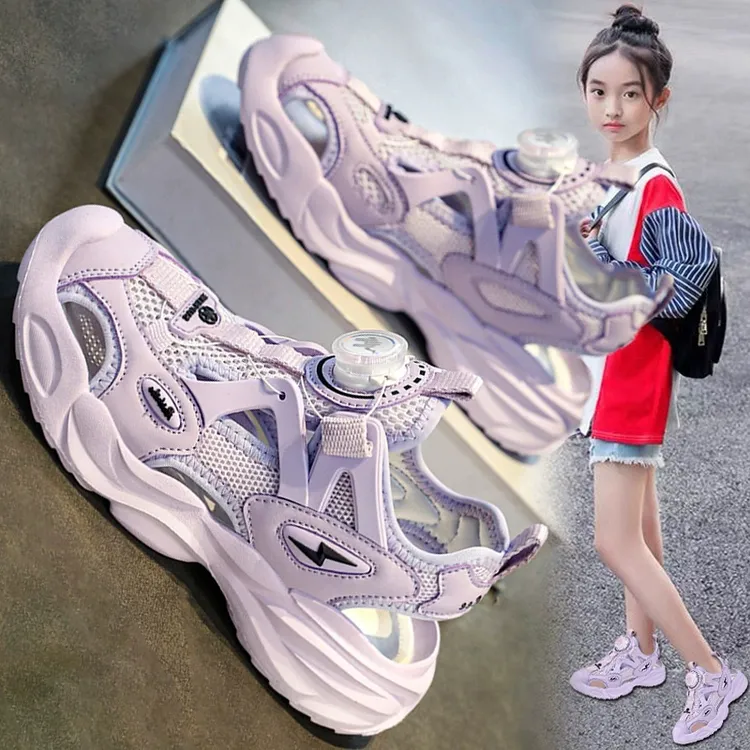 保罗骆驼女童包头凉鞋2025夏季透气儿童沙滩鞋中大童镂空运动鞋