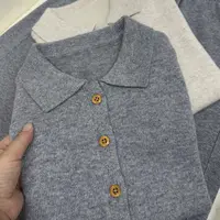 杨姐家 秋冬新款木扣Polo领马甲背心 韩系百搭洋气气质女款上衣
