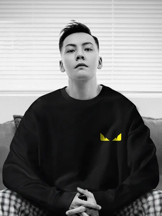 潮牌恶魔眼睛圆领男休闲2025秋季宽松小怪兽潮牌痞帅炸街男装