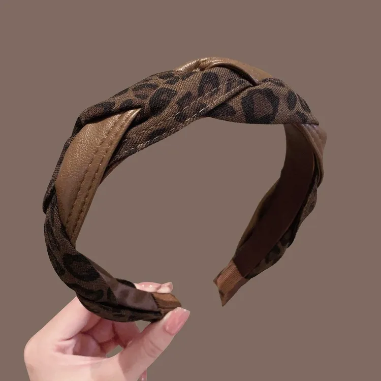 2025秋冬新款豹纹编织发箍女高级感头箍高颅顶洗脸压发卡百搭发捆