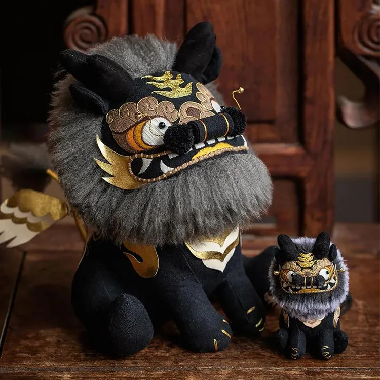 墨玉麒麟手工刺绣diy材料包布艺立体玩偶挂件墨麒麟礼物精致国风