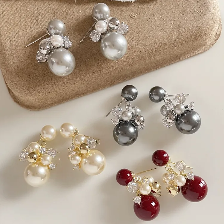 铜合金耳饰 20450  欧比雅比品牌新款s925银针仿珍珠耳环