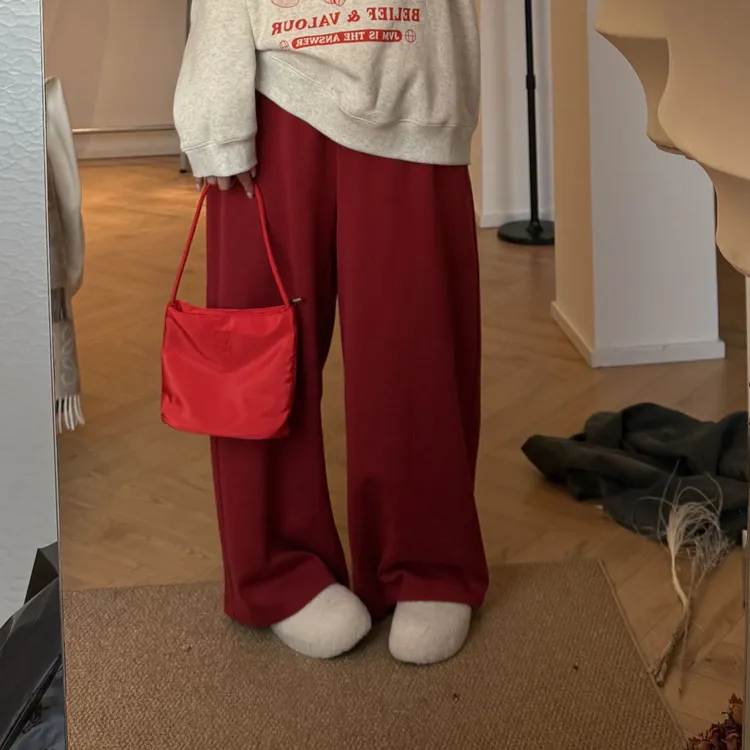 【瘦瘦】大码加厚抽绳休闲内里磨毛直筒高个子百搭长裤S02166