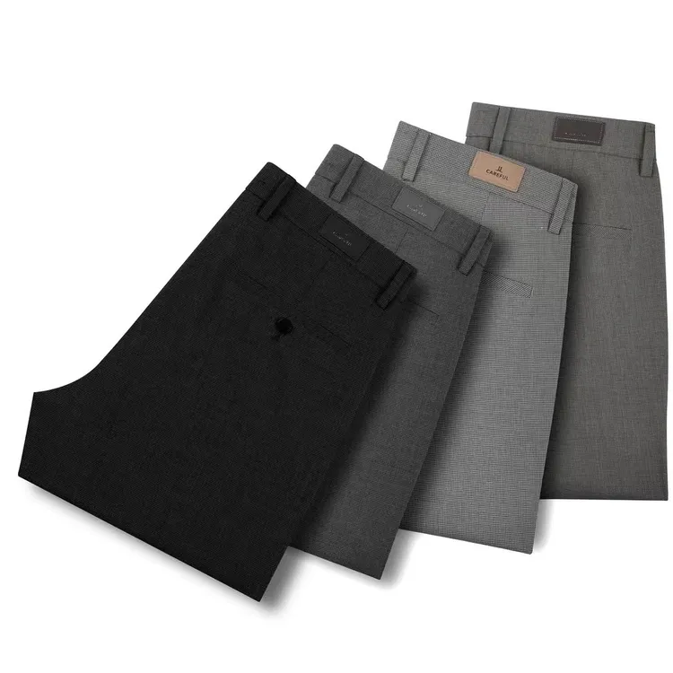【夏季新品】千鸟格轻奢男士薄款百搭时尚修身格子透气商务休闲裤