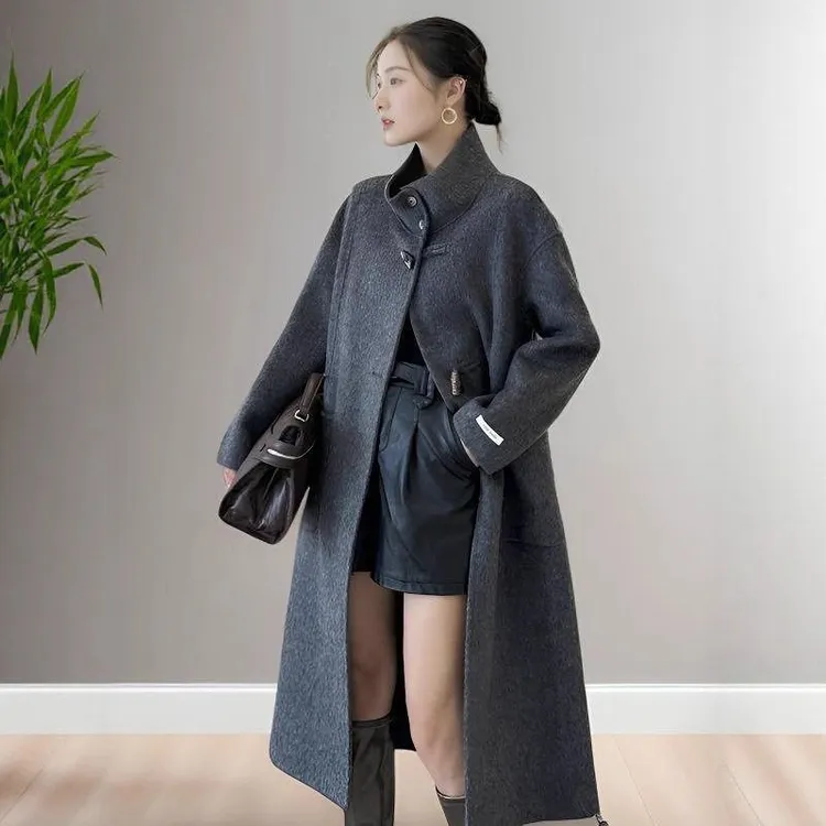 牛角扣双面呢大衣女双面羊绒秋冬新款高级感气质宽松羊毛毛呢外套