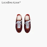 LUCASEMILYLOUIE欢姐0220美式复古牛皮牛绒拼接德训鞋250099