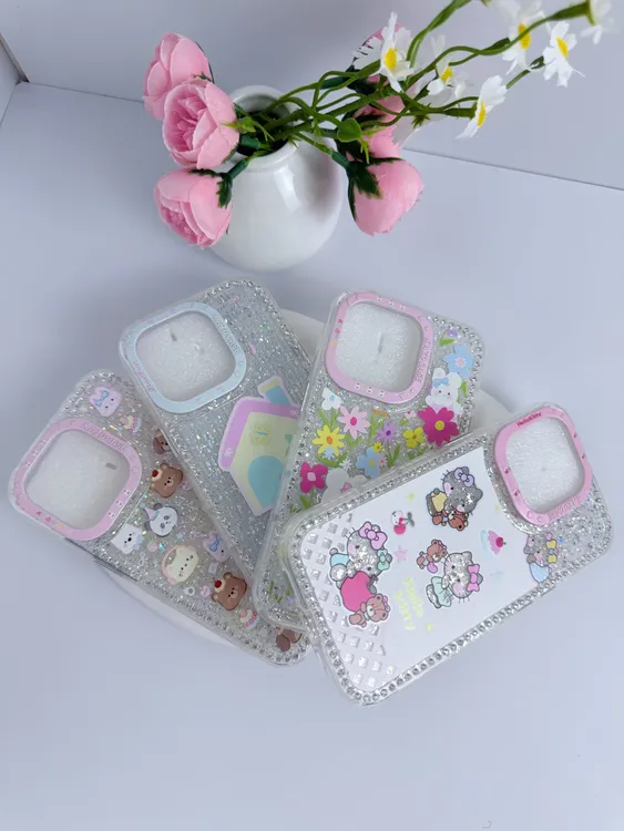 可爱卡通KT闪钻透明手机壳适用于苹果全系列机型