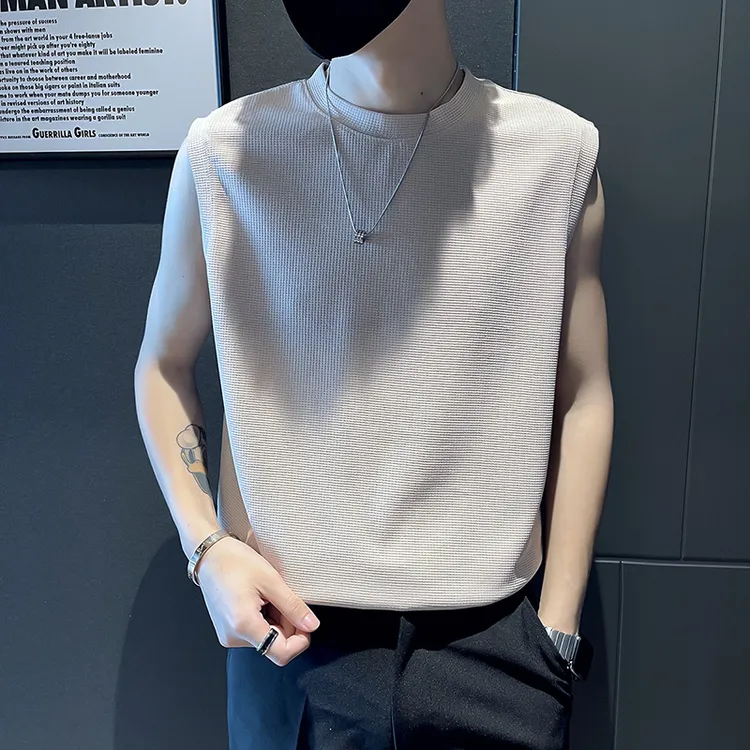 春秋牛仔爆款薄款外穿网红感无袖T恤男士夏季潮牌痞帅休闲马甲