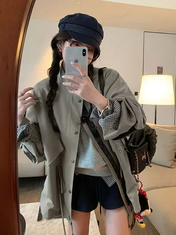 【加州之旅】~高级宽松休闲中长款英伦风小个子风衣外套女