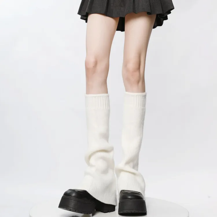 【小杜家】白色针织袜套女jk日系袜堆堆袜小腿袜套秋冬薄款学院风