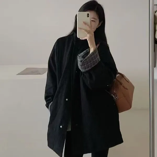 韩系轻薄加棉棉服2025秋冬季爆款立领休闲宽松加厚保暖风衣外套