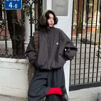 【逸语服饰】2025冬季韩系复古风格子棉衣外套女夹棉立领格纹棉服