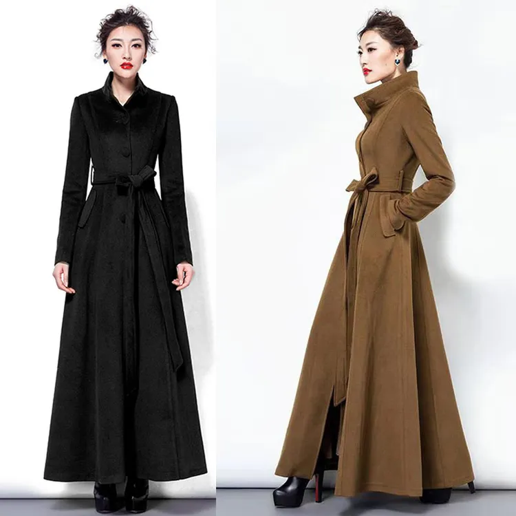 秋冬长款毛呢外套显瘦气质收腰呢大衣过膝长款复古加厚时尚大衣