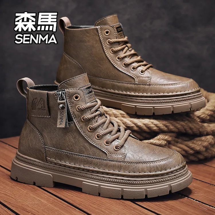 SENMA/森马马丁靴男2026新款冬季英伦风休闲鞋高帮复古机车工装鞋