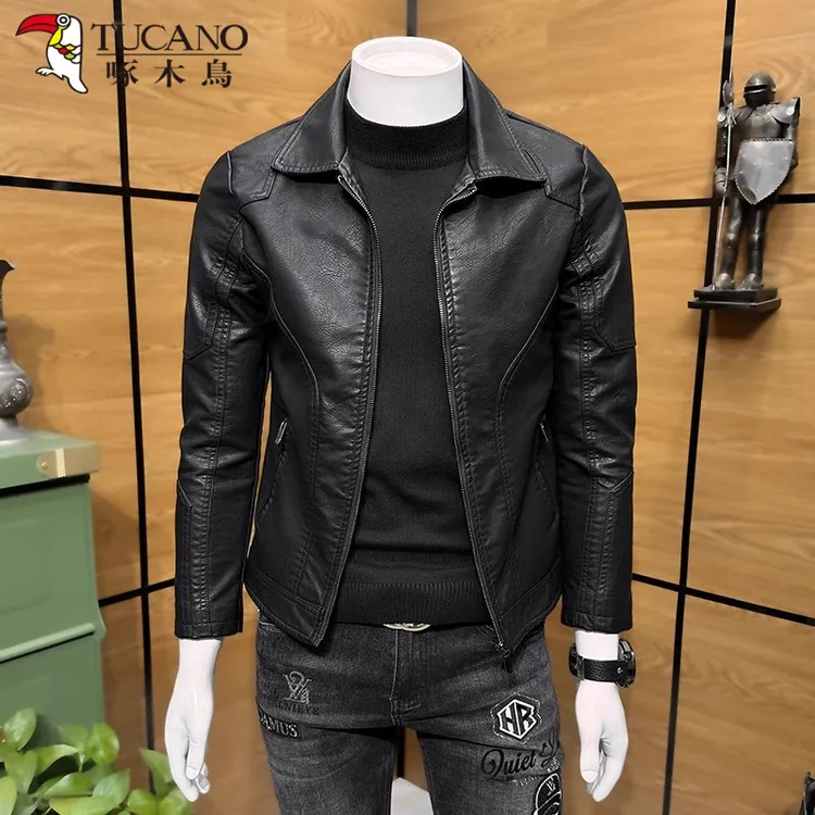 TUCANO/啄木鳥新款春季2025潮男外套时尚休闲皮衣潮流百搭皮夹克