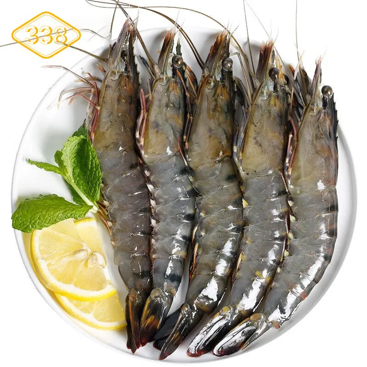 338 北海当地黑虎虾净重1kg/盒 国产无盐鲜冻去冰净重2斤30-40只