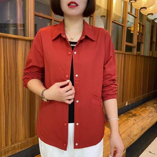 中老年女士时尚气质百搭休闲宽松薄款衬衫开衫外套