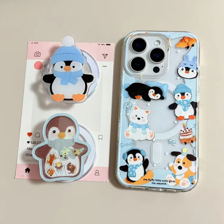 【亚克力磁吸】jellycat企鹅磁吸支架高透手机壳适用iPhone17Pro/16