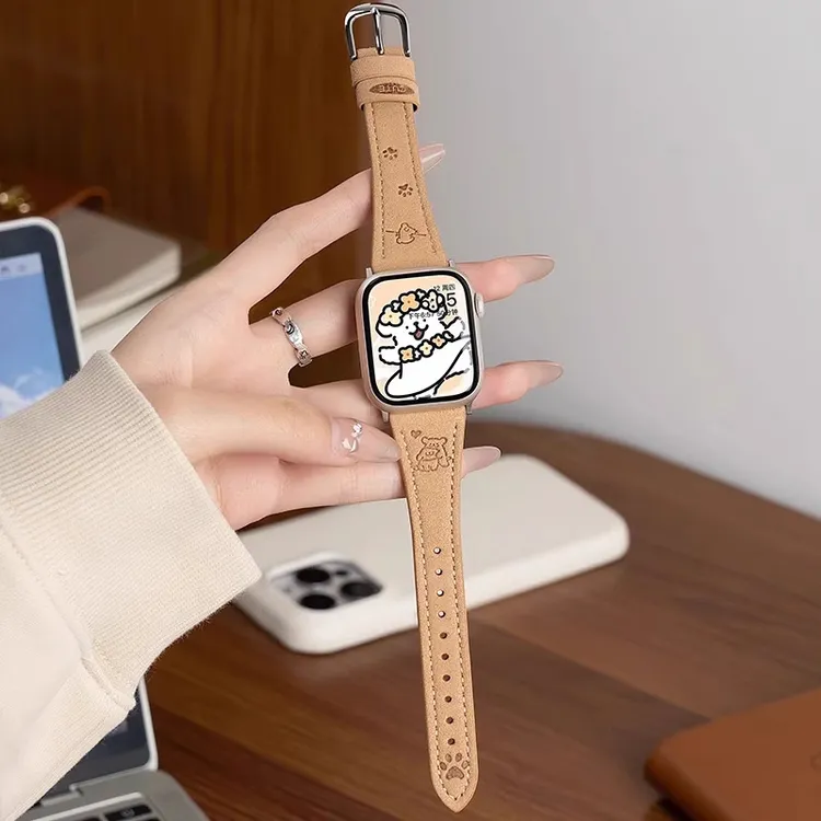 【秋冬季】适用于苹果手表iwatchs10表带小蛮腰线条小狗皮质s10/9/8