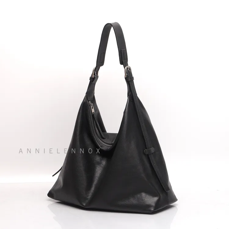 原创设计小众植鞣头层牛皮单肩斜挎hobo包简约休闲百搭真皮女包