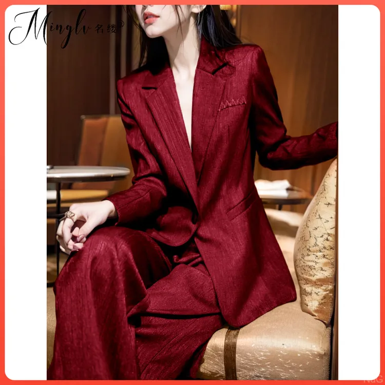 高级感一整套秋季穿搭年会礼服西装阔腿裤套装2025年时尚两件套女