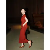 Mix Selection｜进口美丽诺羊毛红色修身绑带连衣裙女MSCJQ0836