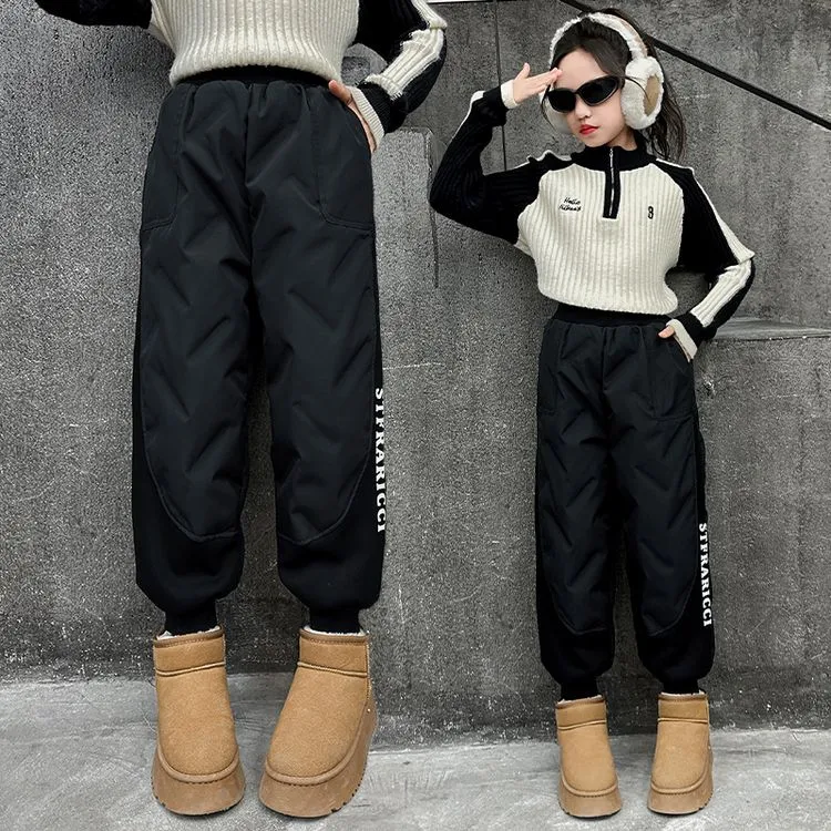 新款国标高端羽绒女童加绒裤子儿童防风高品质正品冬装加厚