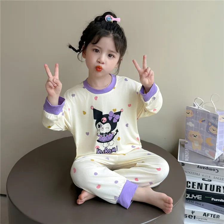 女童睡衣夏季2025新款莫代尔儿童空调服长袖薄款小女孩春秋家居服