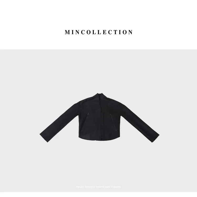 DE Mincollection羊毛皮衣/重工绒面交叉领羊毛内里夹克皮衣40095