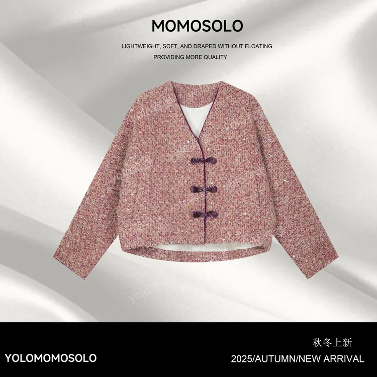 •桃姬•2025秋冬羊毛花纱90%鸭绒重磅亮片蝙蝠袖羽绒外套259176