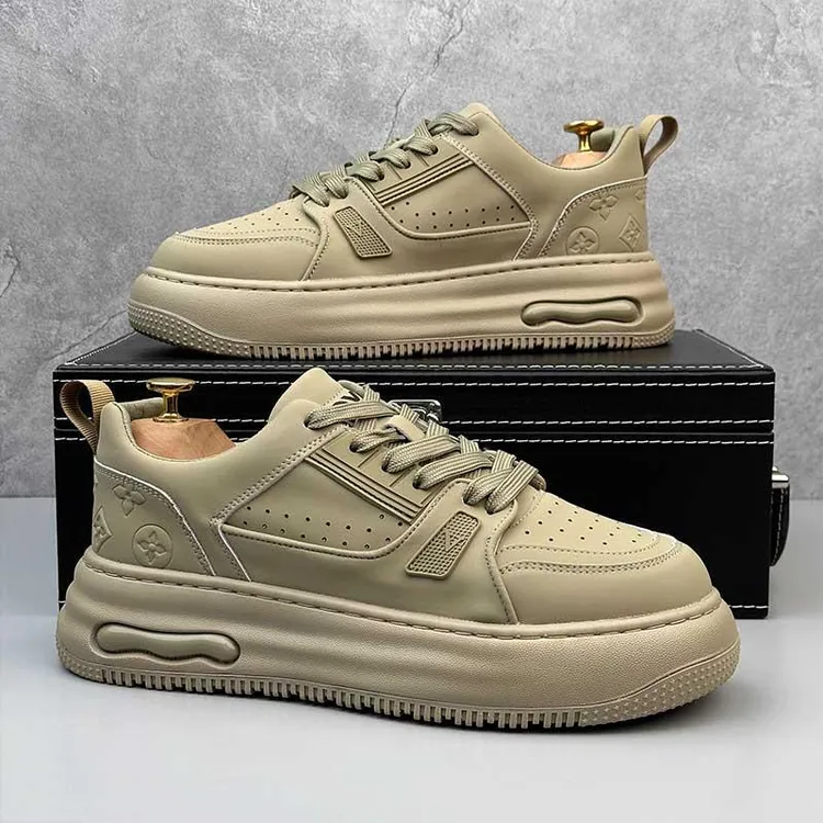 轻奢时尚低帮休闲板鞋男2025夏季新款百搭厚底增高运动小白潮鞋