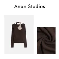 Anan Studios【摩造】撞色假两件修身拼接上衣9105