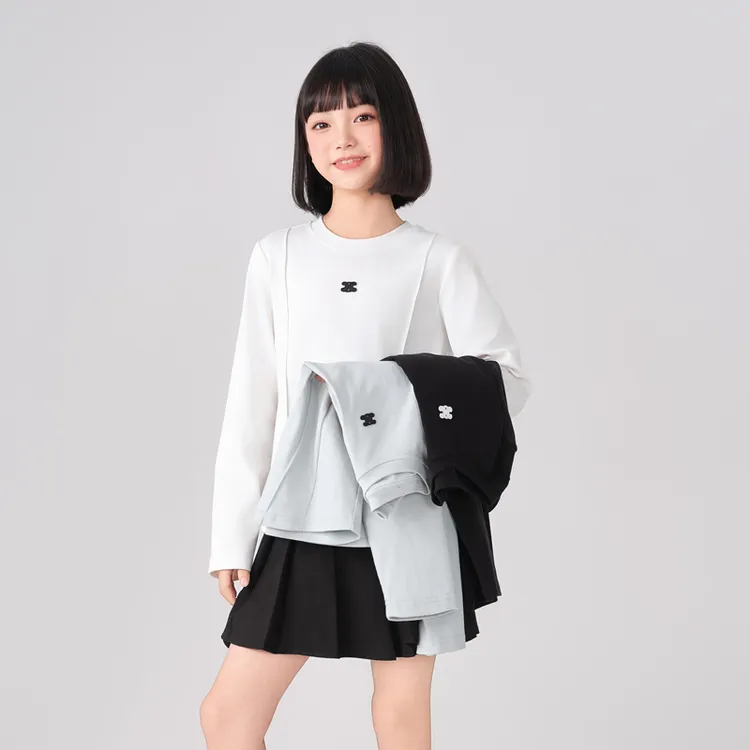2235【现货】女童打底衫新款爆款洋气时髦百搭简约纯色中大童上衣