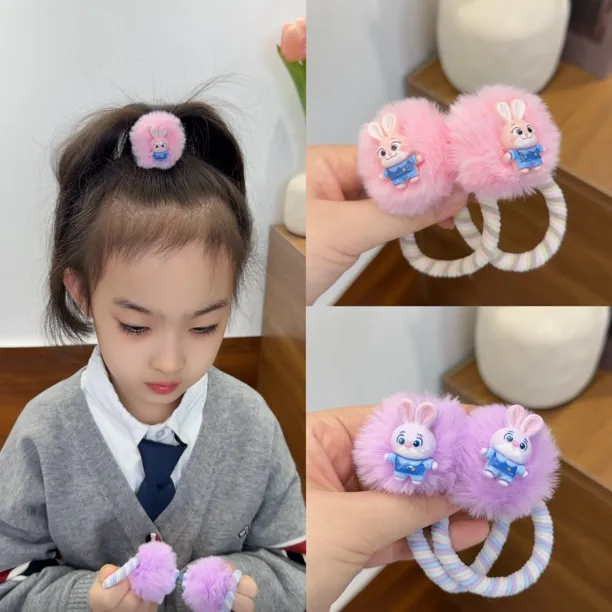 疯狂可爱卡通毛绒发圈女儿童毛球发绳头饰高弹力加粗头绳发饰头饰