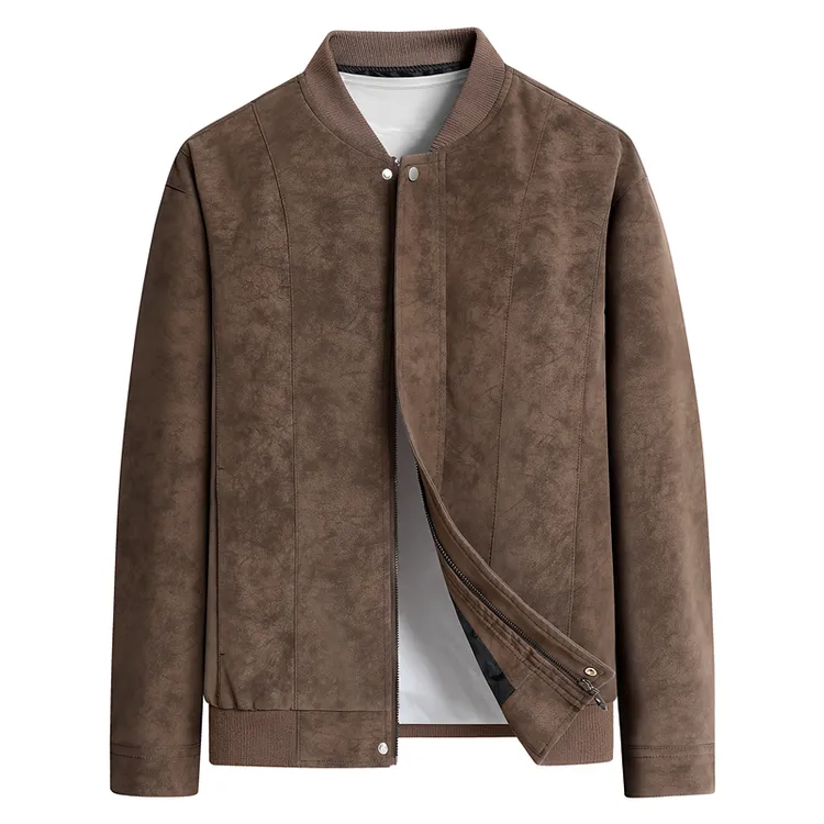 春秋款皮衣外套棒球领绒感皮夹克高级感轻奢潮流PU皮夹克休闲百搭