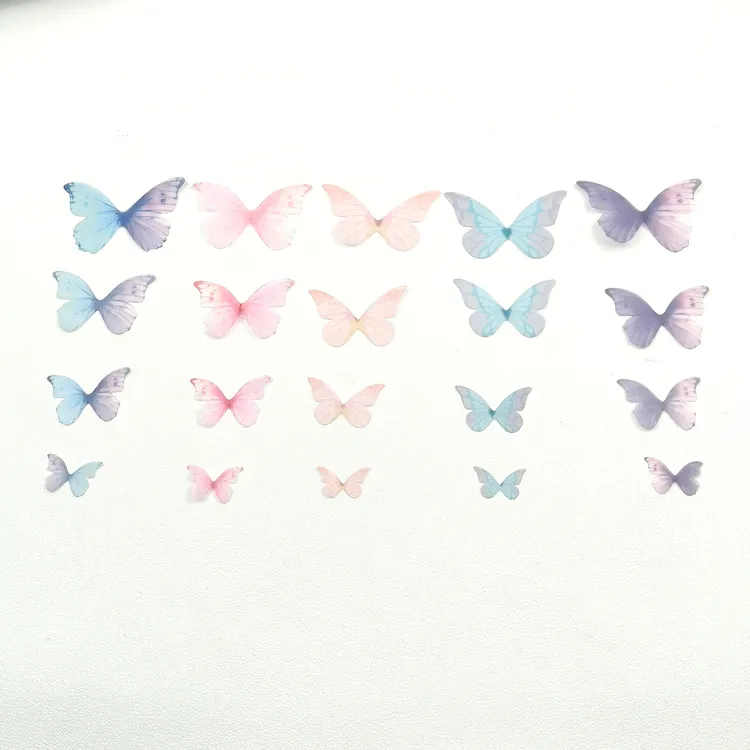 2 -5厘米单层薄纱蝴蝶化妆贴脸饰品配件锁骨装饰儿童美甲眼妆diy