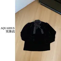 【AQUARIUS 】（优雅蔓延）韩系飘带V领丝绒上衣7093
